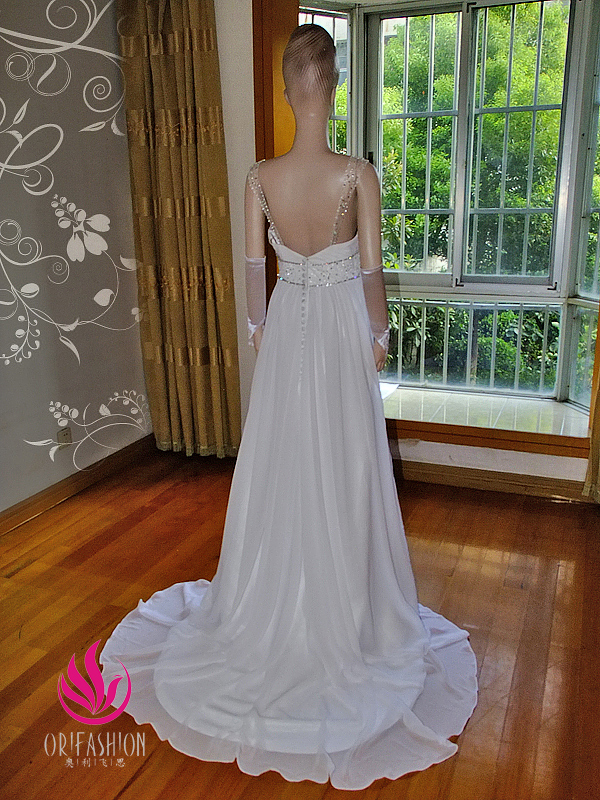 Orifashion HandmadeReal Custom Made Silk Chiffon Wedding dress R